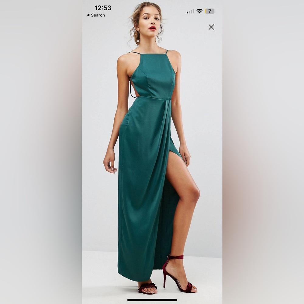 ASOS Drape Front Open Back Maxi Dress
